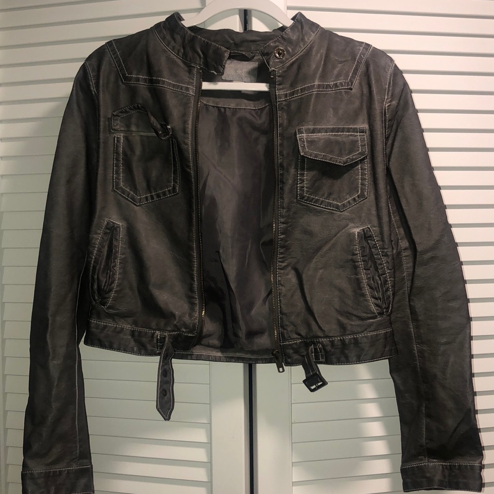 Grey leather jacket